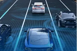 Connected vehicle and road sensing illustration.