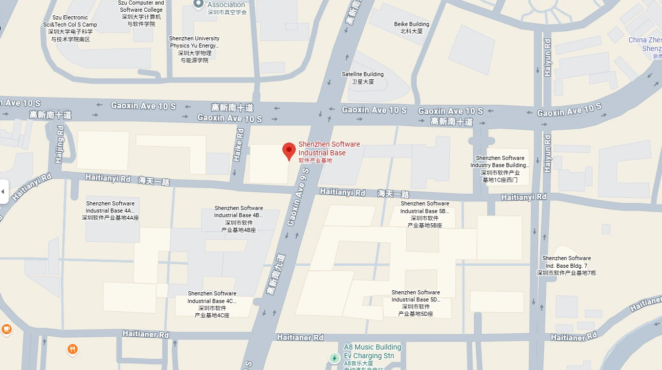 Map showing the registered office of MWX PCB at Shenzhen Software Industrial Base