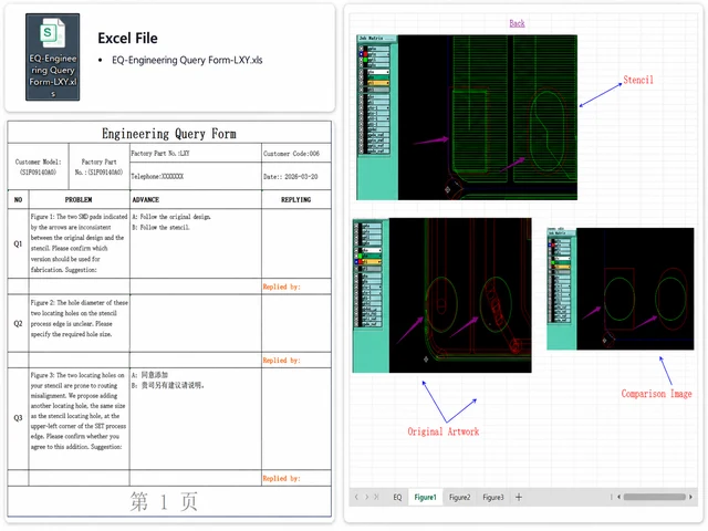 Engineering query form and CAM comparison images