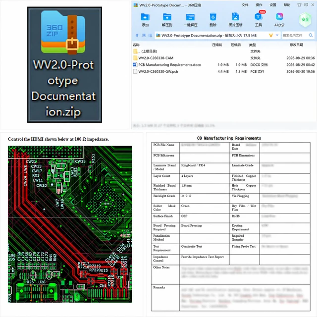 PCB prototype documentation, CAM review and manufacturing requirement files